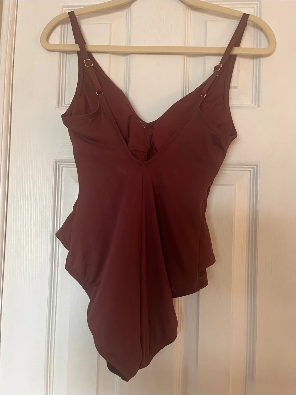 NWOT Michael Kors Deep Burgundy One-Piece Swimsuit with Gold Accent